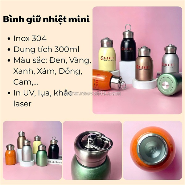 Bình giữ nhiệt in hình theo yêu cầu làm quà tặng khách hàng cuối năm