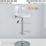 Ghế bar café nhà hàng cao cấp thân nhựa trong suốt có nệm ngồi chân cố định hcm cb2201-1pc