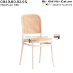 Ghế nhựa tiếp khách có lưng tựa đan mây nhập khẩu có xếp chồng hcm cc1565-s