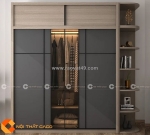 Tủ quần áo cánh lùa kết hợp kệ trưng bày thông minh