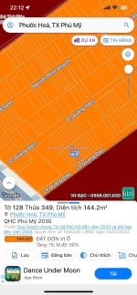 144m² đất thổ cư 100% tại phước hòa – phú mỹ