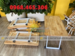 Bàn gỗ gập chân mầm non, bàn gỗ mầm non ghế gỗ mầm non