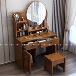 Bàn trang điểm gỗ sồi màu nâu trầm hiện đại tinh tế