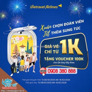 Bay ngược chiều tết cùng vietravel airlines – giá vé chỉ từ 1.000 đồng