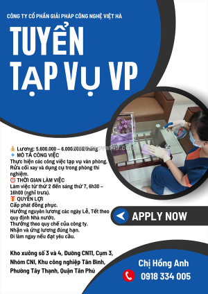 Cần tuyển nhân viên tạp vụ văn phòng