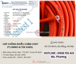 Cáp chống nhiễu chậm cháy 2*1.5mm2 altek kabel đà nẵng, hà nội, hồ chí minh