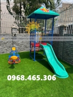 Cầu trượt trẻ em 2 máng trượt, cầu trượt mầm non ngoài trời