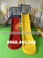 Cầu trượt trẻ em 2 máng trượt, cầu trượt máng đôi trẻ em