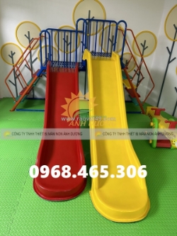 Cầu trượt trẻ em 2 máng trượt, cầu trượt máng đôi trẻ em