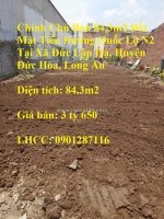 Chính chủ bán 84,3m2 đất mặt tiền đường quốc lộ n2 tại xã đức lập hạ, đức hòa,