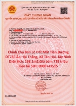 Chính chủ bán lô đất mặt tiền đường dt785 ấp hội thắng, xã tân hội, tây ninh