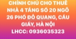 Cho thuê nhà 4 tầng số 20 ngõ 26 phố đỗ quang, cầu giấy, hà nội