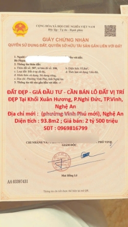 Đất đẹp - giá đầu tư - cần bán lô đất vị trí đẹp tại khối xuân hương, p.nghi