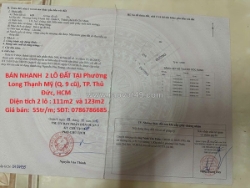 Đất đẹp  - giá đầu tư –cần bán nhanh  2 lô đất tại phường long thạnh mỹ (q. 9
