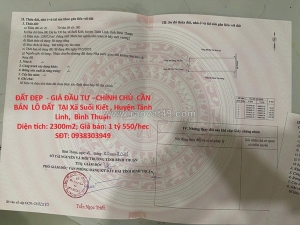 Đất đẹp  - giá đầu tư –chính chủ  cần bán  lô đất  tại xã suối kiết , huyện