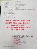 Đất đẹp – giá tốt  – chính chủ cần bán tại ấp 2, cửa cạn, phú quốc, kiên giang