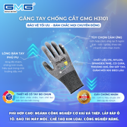 Găng tay chống cắt cảm ứng gmg h3101 – bảo vệ tay- không gián đoạn công việc!