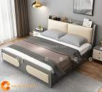 Giường ngủ gỗ công nghiệp bọc nệm đầu giường có hộc kéo