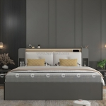 Giường ngủ gỗ công nghiệp bọc nệm đầu giường sang trọng