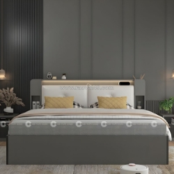 Giường ngủ gỗ công nghiệp bọc nệm đầu giường sang trọng