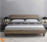 Giường ngủ gỗ công nghiệp chạy chỉ xám đẹp hiện đại