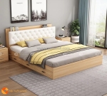 Giường ngủ gỗ công nghiệp mdf màu gỗ sồi bền đẹp