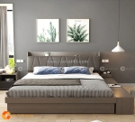 Giường ngủ gỗ công nghiệp mdf melamine kết hợp kệ hiện đại