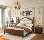 Giường ngủ gỗ sồi tự nhiên bọc đầu nệm cao cấp