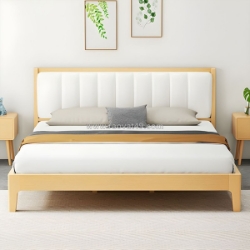 Giường ngủ gỗ tự nhiên thiết kế chân thấp bọc nệm
