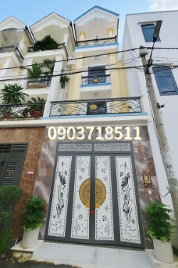 Nhà 4 tầng btct mới đẹp 60m2, đường nhựa xe hơi 7m. khu phân lô nhà cao tầng -