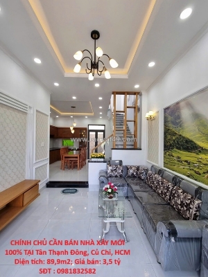 Nhà đẹp – giá tốt  – chính chủ cần bán nhà xây mới 100% tại tân thạnh đông, củ