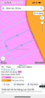 Sổ hồng riêng chính chủ, đất 150m2 (7.5m x 20m), mặt tiền 20m tđc đhqg, dĩ an,