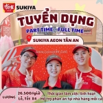 Sukiya việt nam tuyển nv partime & fulltime tại aeon tân an