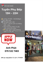 Sushi cô chủ nhỏ tuyển phụ bếp (13h – 22h)
