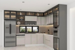 Tủ bếp gỗ công nghiệp mdf cao kịch trần đa năng