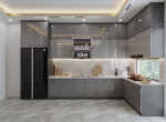 Tủ bếp gỗ công nghiệp phủ acrylic chữ l cao cấp
