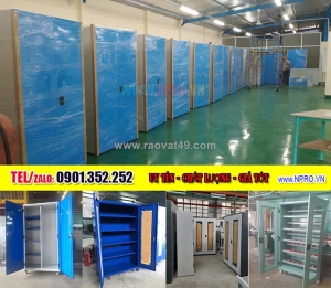 Tủ đồ nghề 2 cánh 3 ngăn kéo 2 khay - tủ sắt cơ khí nhà xưởng
