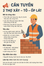 Tuyển 2 thợ xây – tô – ốp lát- tây ninh