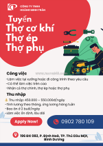 Tuyển 4 thợ cơ khí / thợ ép / thợ phụ – có thể đi công trình