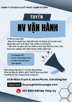 Tuyển nam nhân viên vận hành