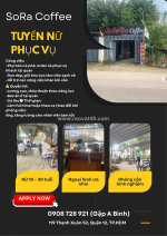 Tuyển nữ phụ bán coffee – lương cao, bao ăn ở