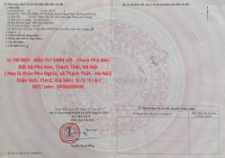 Vị trí đẹp - đầu tư sinh lời - chính chủ bán đất xã phú kim, thạch thất, hà nội