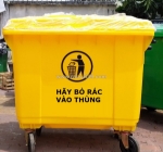 Xe gom rác nhựa 660 lít – bền đẹp, dễ sử dụng, phù hợp mọi khu vực!