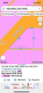 Bán đất: chào bán lô đất góc 2 mặt tiền đường  hòa nam 9 & 8 hòa minh, liên