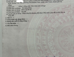 Bán đất mặt tiền đường 5,5m đà sơn 5 - gía đầu tư - gần trường đại học duy tân