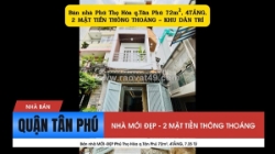 Bán nhà mới-đẹp phú thọ hòa q.tân phú 72m², 4tầng, 7.25 tỷ