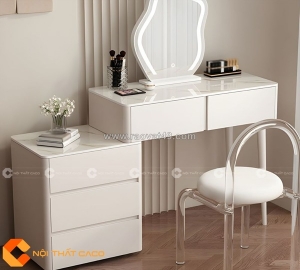 Bàn trang điểm gỗ công nghiệp mdf màu trắng sang trọng