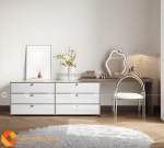 Bàn trang điểm gỗ công nghiệp mdf màu trắng thanh lịch - btd08