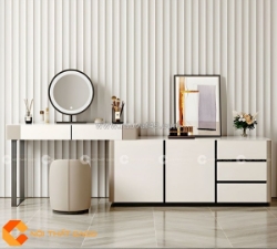 Bàn trang điểm gỗ công nghiệp mdf phủ sơn trắng hiện đại