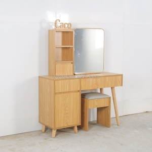 Bàn trang điểm gỗ mdf melamine màu vàng vân gỗ sồi cao cấp